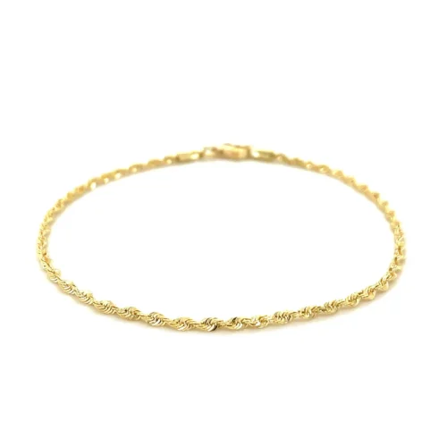2.0mm 10k Yellow Gold Diamond Cut Rope Anklet - Elegant and Stylish