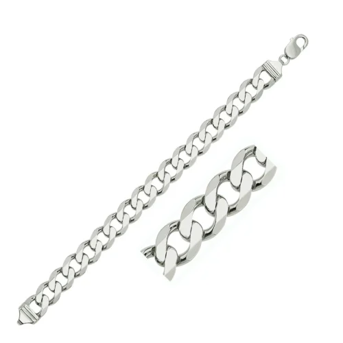 Elegant Rhodium Plated 11.6mm Sterling Silver Curb Style Bracelet Timeless, Durable & Stunning - Image 11