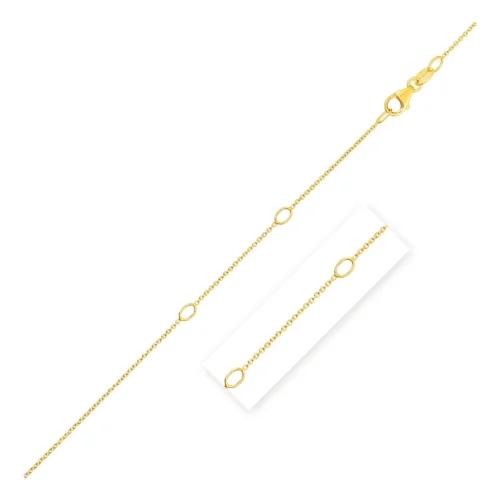 14k Yellow Gold Adjustable Cable Chain Necklace (1.0mm) - Perfect for Layering - Image 2