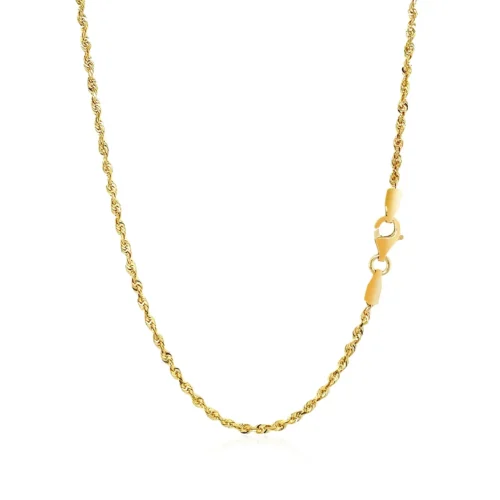 Elegant 2.0mm 14k Yellow Gold Solid Diamond Cut Rope Chain for Men & Women - Image 14