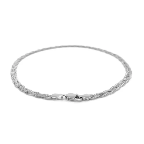 3.5mm 14k White Gold Braided Bracelet - Stylish and Elegant | Shop Now