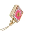 Coral Floral Big Wildflower Necklace - Handmade Square Glass Pendant, Perfect Valentine's Day Gift - Image 4