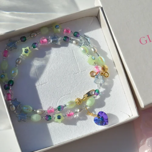 SELF LOVE Necklace Handcrafted Swarovski Heart & Freshwater Pearl Jewelry - Image 3