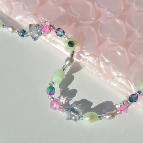 SELF LOVE Necklace Handcrafted Swarovski Heart & Freshwater Pearl Jewelry - Image 4