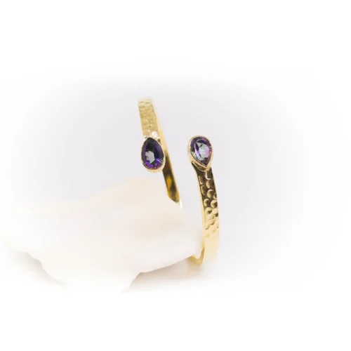 The KIARA Lower Arm Band - Handcrafted Mystic Topaz Bangle in 24k Gold or Silver