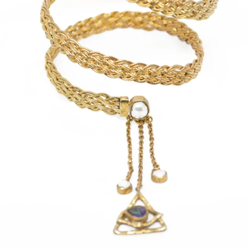The MYSTIC Braided Arm Band - Handcrafted Pearl and Mystic Topaz - Image 2