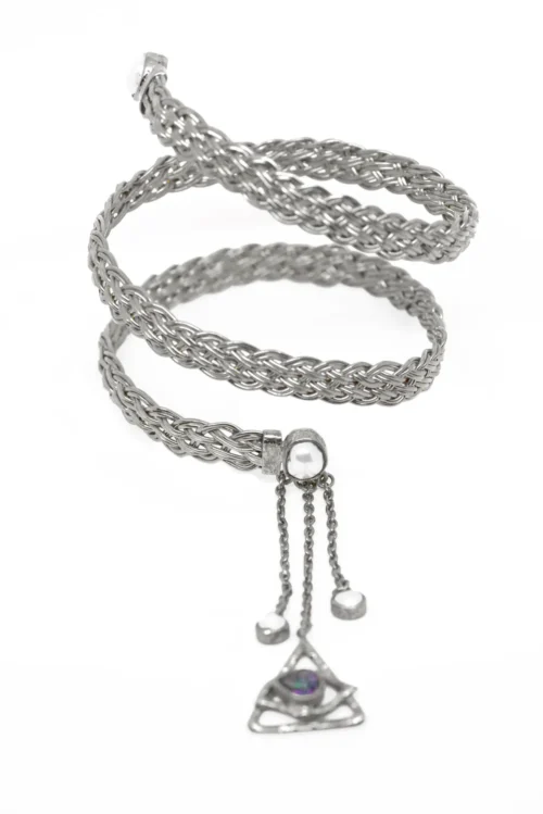 The MYSTIC Braided Arm Band - Handcrafted Pearl and Mystic Topaz - Image 4