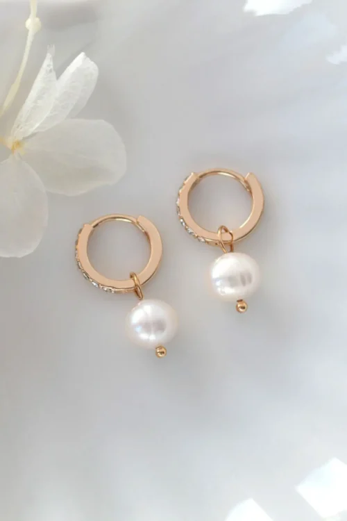 "Rosy" | 24K Baroque Freshwater Pearl Hoops