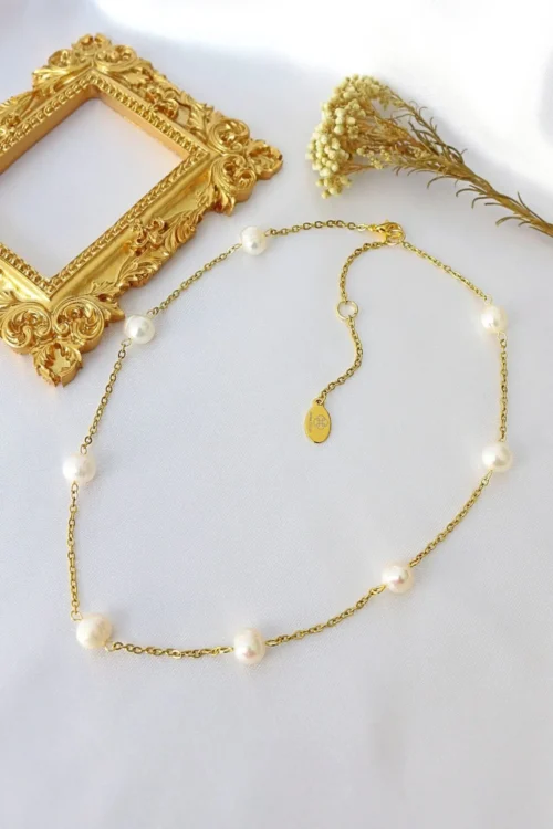 "Brunella" | 24K Baroque Freshwater Pearl Choker - Image 4