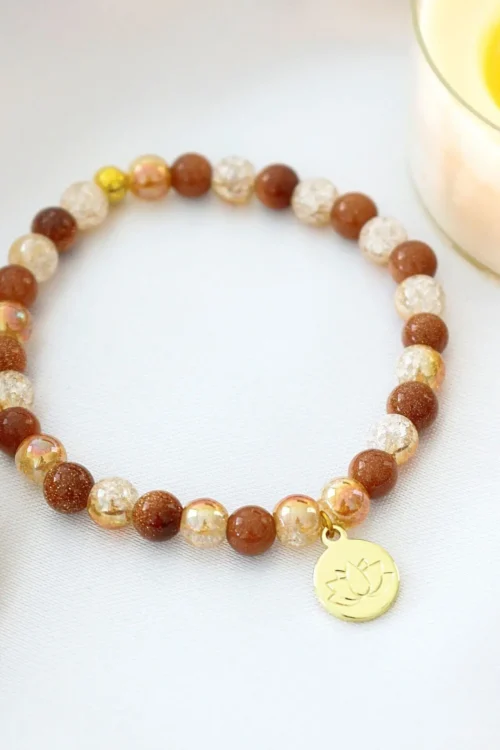 Goldstone Elastic Bracelet | 24K Lotus Flower - Image 2