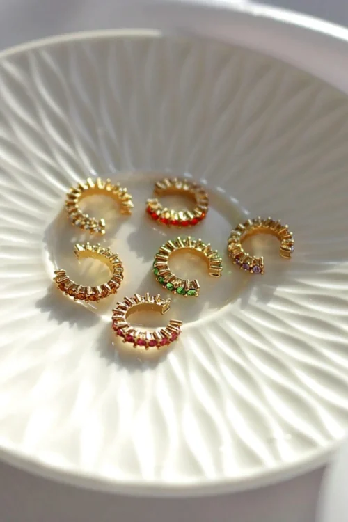 Rainbow Dust 18K Gold Ear Cuff | Hypoallergenic & Nickel-Free Jewelry - Image 8