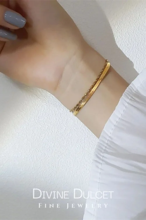 Flat Chain | 18K Two Layers Bracelet - Image 4