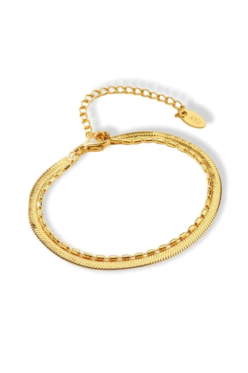 Flat Chain | 18K Two Layers Bracelet
