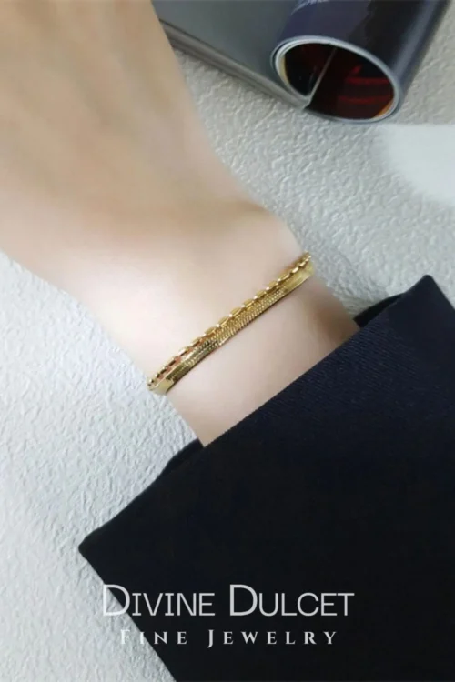 Flat Chain | 18K Two Layers Bracelet - Image 5