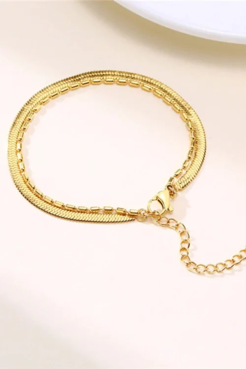 Flat Chain | 18K Two Layers Bracelet - Image 2