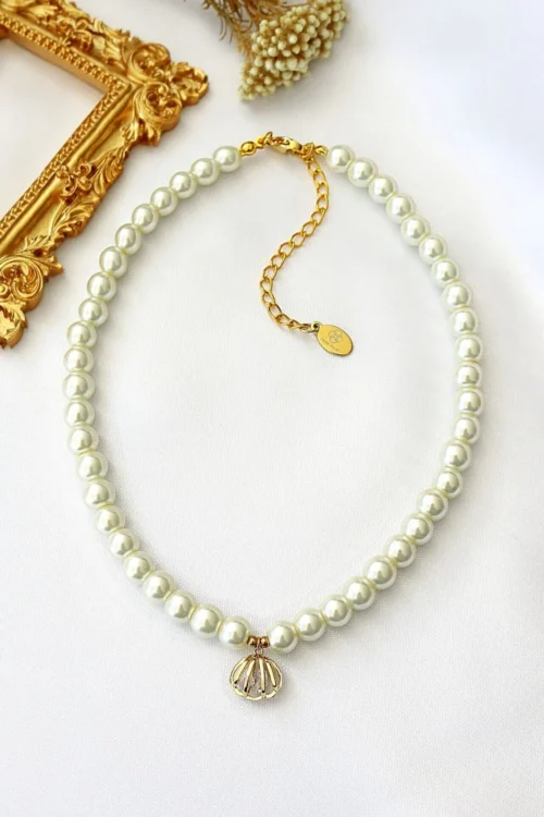 "Ocean Treasure" | 24K Czech Pearls Choker - Image 3