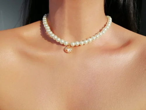 "Ocean Treasure" | 24K Czech Pearls Choker - Image 4