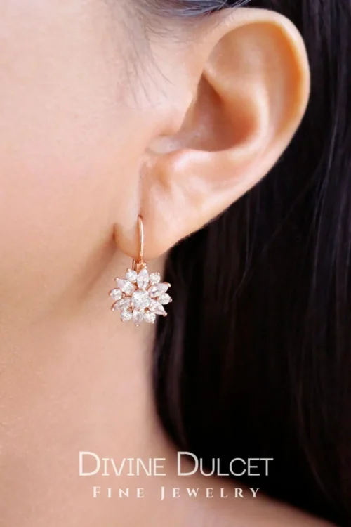 "Diamond Sunflower" | 18K Huggie Hoops - Image 2