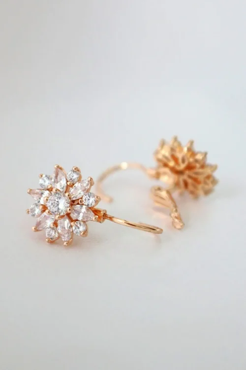 "Diamond Sunflower" | 18K Huggie Hoops - Image 3