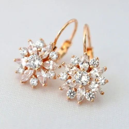 "Diamond Sunflower" | 18K Huggie Hoops
