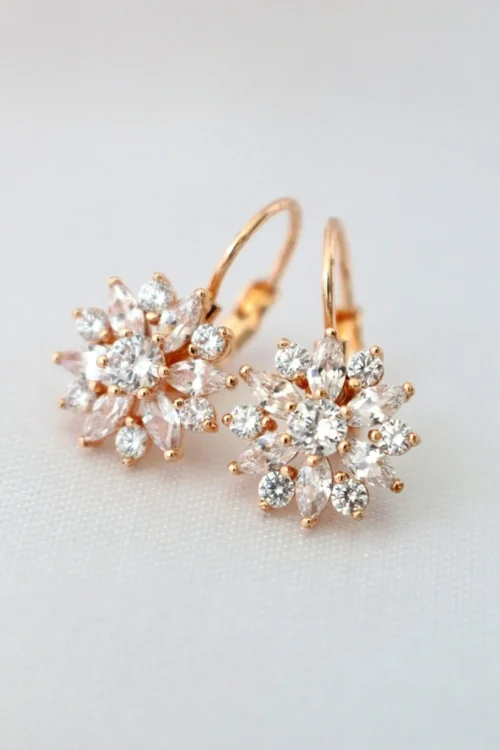 "Diamond Sunflower" | 18K Huggie Hoops