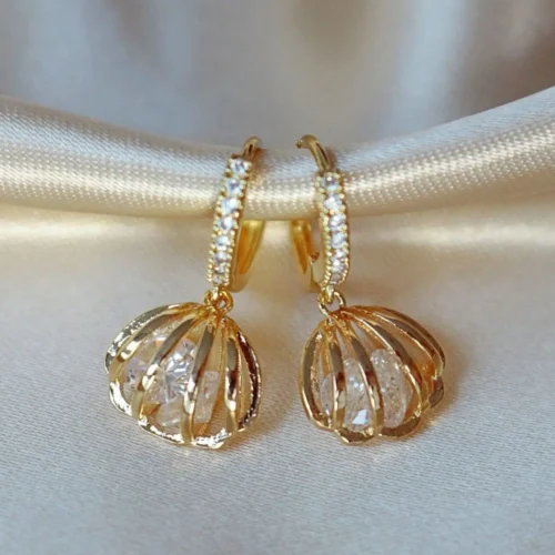 "Ocean Treasure" | 24K Seashell Hoops