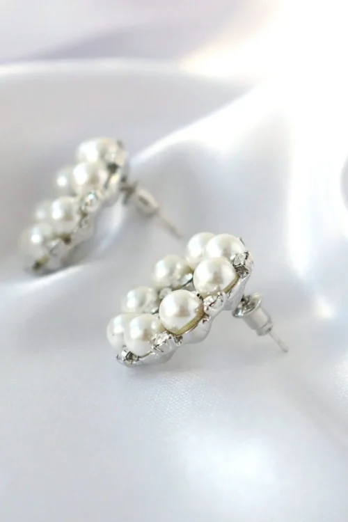 "Baroque Pearls" | 18K Stud Earrings Silver - Image 2