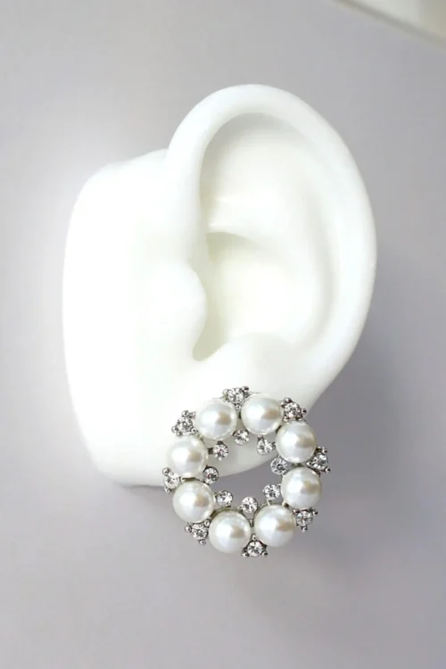 "Baroque Pearls" | 18K Stud Earrings Silver - Image 3