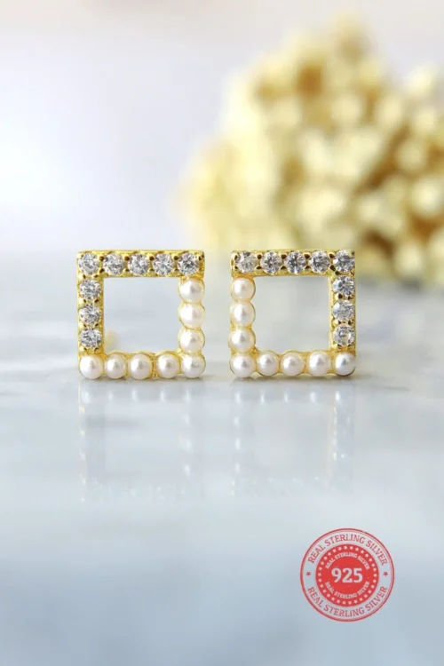 Little Beauty | 24K Gold Filled Stud Earrings with Cubic Zirconia & Acrylic Pearls - Hypoallergenic & Nickel-Free