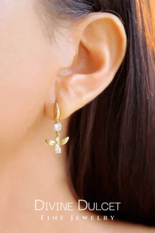 "Honey Bee" | 18K Hook Earrings - Image 4
