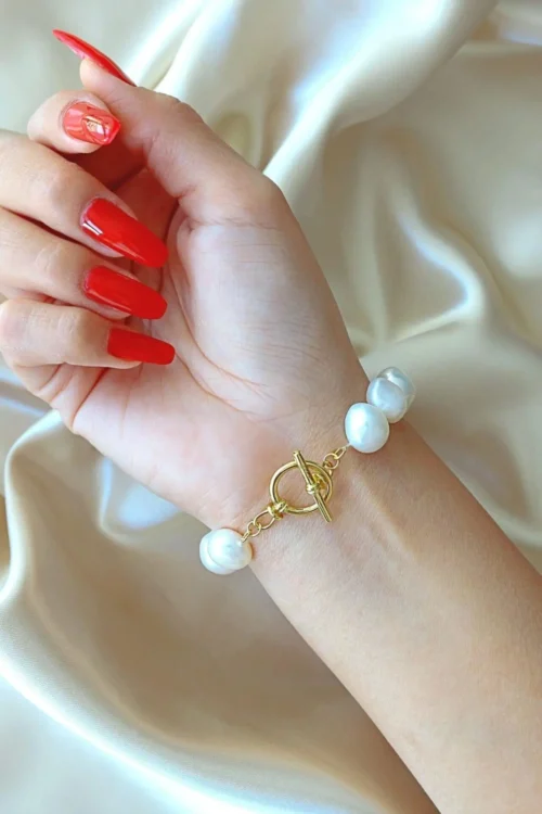 24K Baroque Freshwater Pearls Bracelet - Image 4