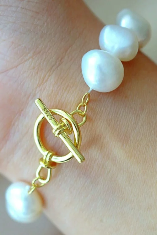 24K Baroque Freshwater Pearls Bracelet - Image 3