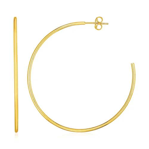 14k Yellow Gold Polished Hoop Earrings - Elegant & Timeless