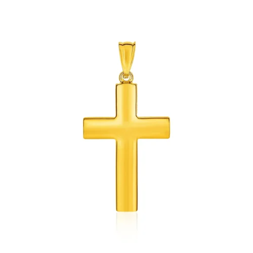 14k Yellow Gold Reversible Textured Cross Pendant - Image 2