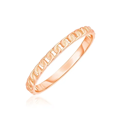 Elegant 14k Rose Gold Ring with Bead Texture - Size 7