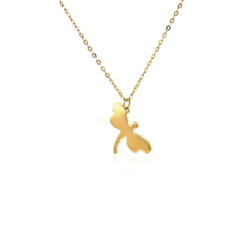 14k Yellow Gold Dragonfly Necklace with White Mother of Pearl - Image 2