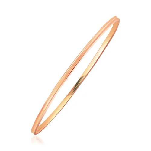 14k Rose Gold Concave Motif Thin Stackable Bangle - Image 3