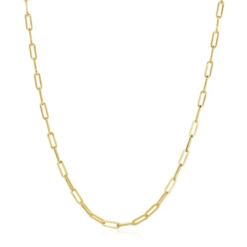 14K Yellow Gold Wide Paperclip Chain (3.3mm) - Image 2