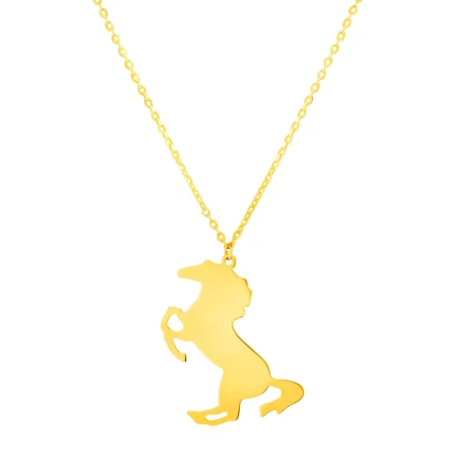 14K Yellow Gold Necklace with Horse - Image 2