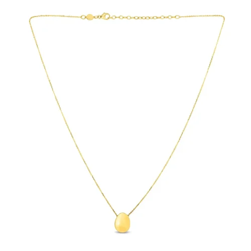 14k Yellow Gold Necklace with Rounded Tear Drop Pendant - Image 2