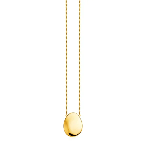 14k Yellow Gold Necklace with Rounded Tear Drop Pendant - Image 5