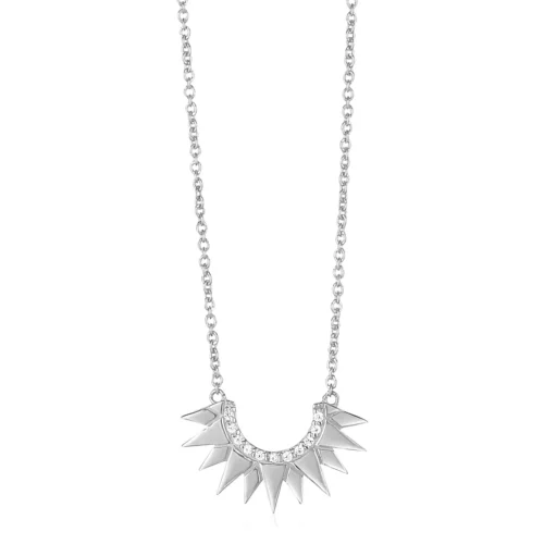 14k White Gold Sunburst Necklace with Diamonds - Image 2
