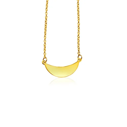 14k Yellow Gold 18 inch Necklace with Polished Arc - Image 2