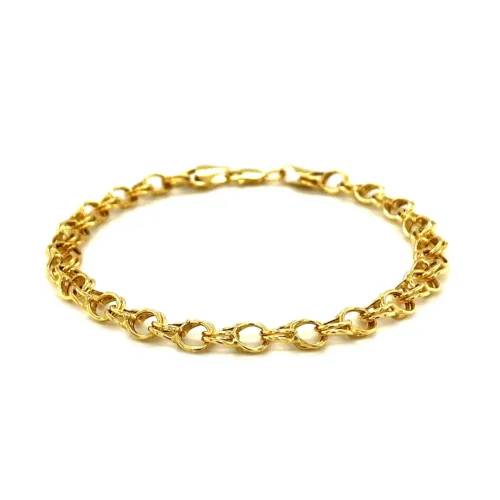 Double Interlocking Link Bracelet in 10k Yellow Gold - Image 2