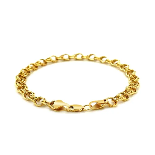 Double Interlocking Link Bracelet in 10k Yellow Gold - Image 3