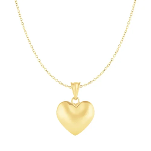 Puffed Heart Pendant in 10k Yellow Gold