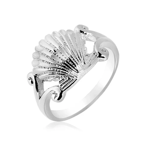 Sterling Silver Textured Seashell Ring - Image 3