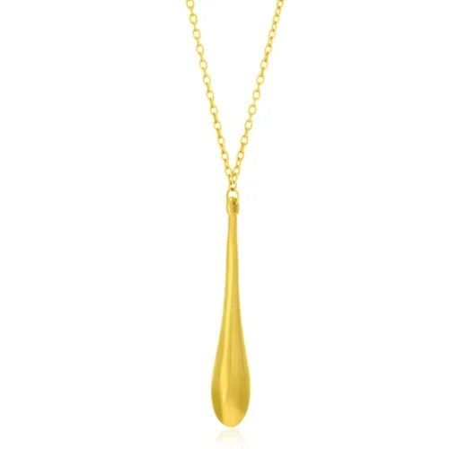 Elegant 14k Yellow Gold Teardrop Shape Long Pendant Perfect for Any Occasion