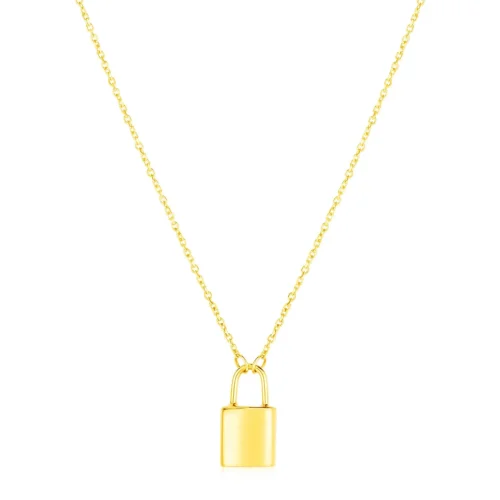 14k Yellow Gold Padlock Necklace