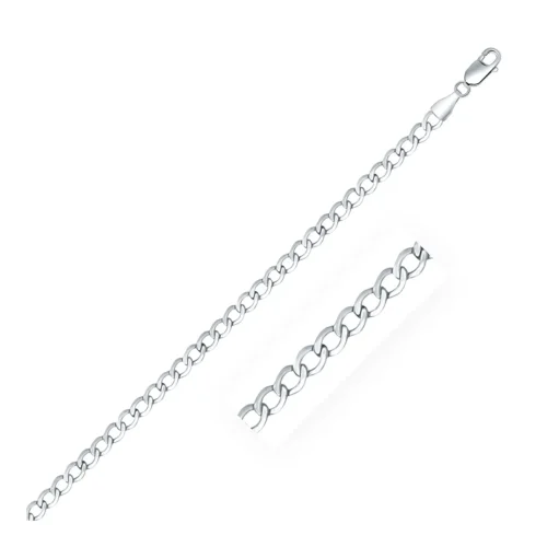 Rhodium Plated 3.7mm Sterling Silver Curb Style Chain - Elegant & Durable Jewelry for Every Occasion - Image 2